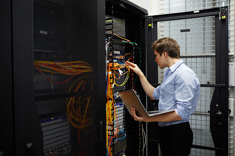 Working in data storage lab